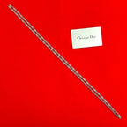 Christian Dior Chain Long Necklace Pendant Accessory Silver 2036