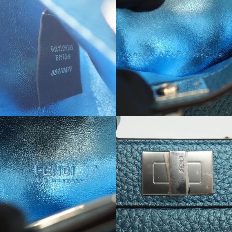 Fendi Nano P-cub Leather Mini Bag Pochette Pouch Blue Series 2-Way — view 9