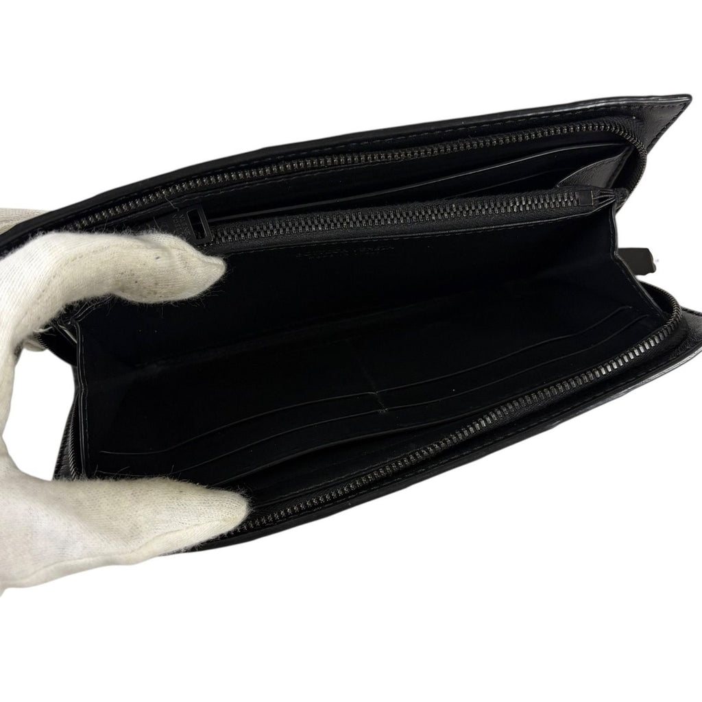 Bottega Veneta Long Wallet Zip Around Black Intrecciato Leather — view 6