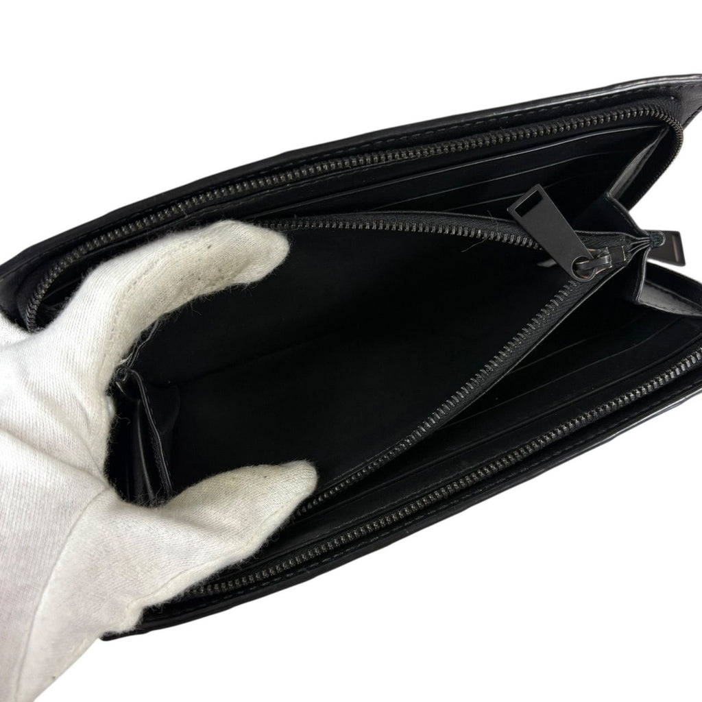 Bottega Veneta Long Wallet Zip Around Black Intrecciato Leather — view 7