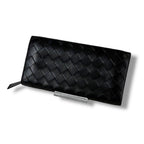 Bottega Veneta Long Wallet Zip Around Black Intrecciato Leather