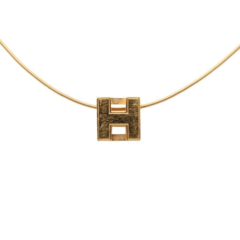 Hermes Cage de Ash Cube Necklace Gold Plated
