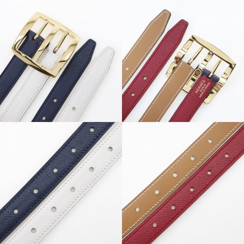 Hermes Reversible Courchevel Swift Blue Indigo Rouge Vif 0 Belt — view 8