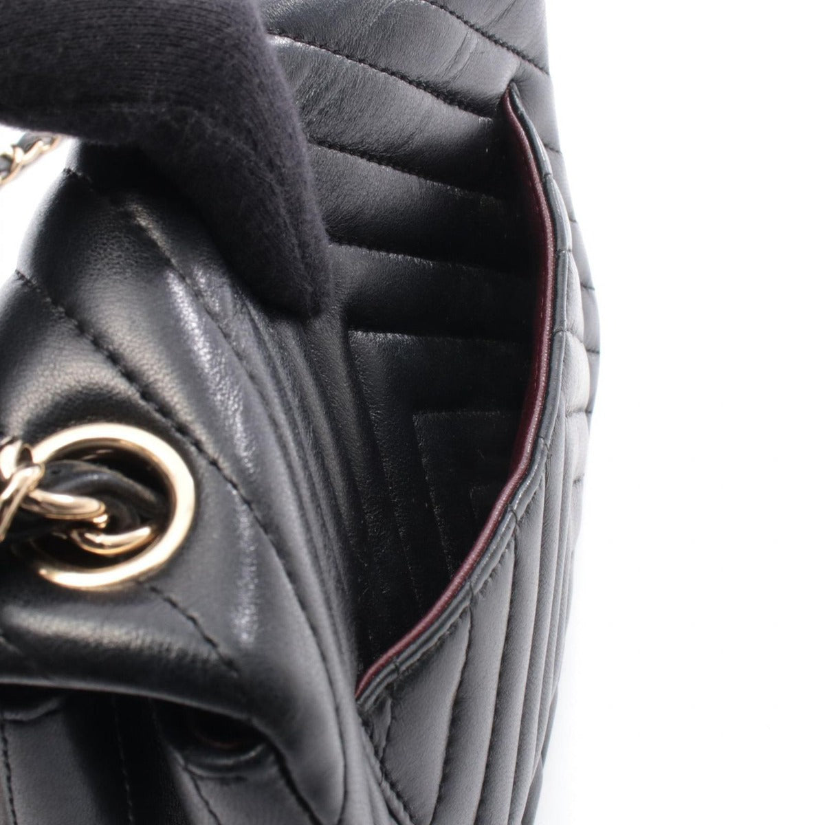 Chanel Shoulder Bag Chevron Stitch Mini Black Lambskin — view 6