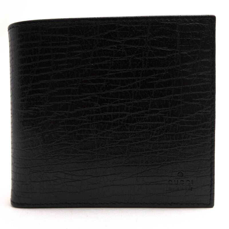 Gucci Wallet Men Leather Black 04848 Bifold with Coin Purse