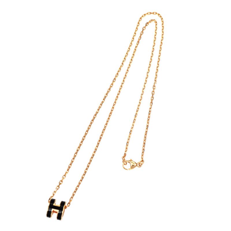 Hermes Necklace Pop Ash Mini Pendant Black Rose Gold Hardware Accessorie — view 8