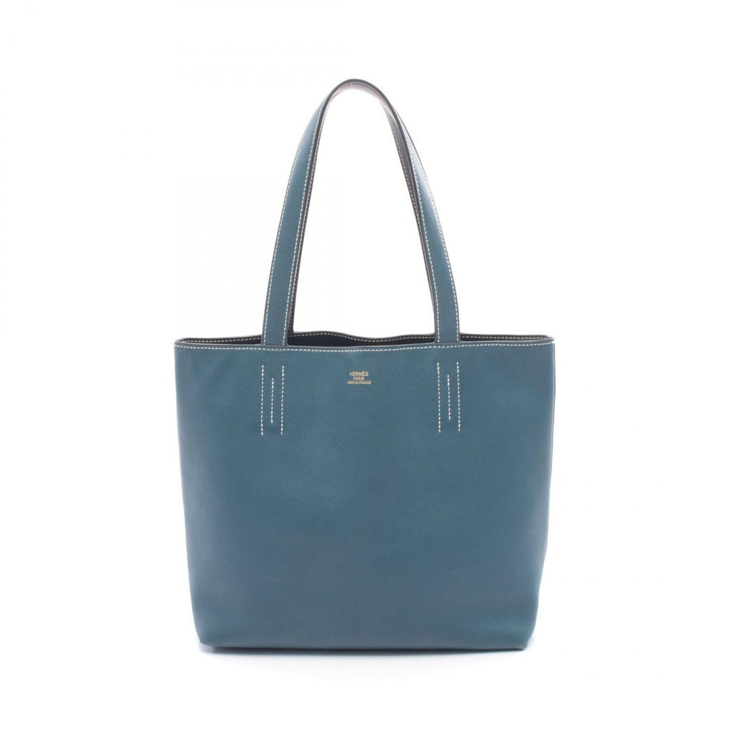 Hermes Tote Double Sens 28 Navy Blue Thalassa Leather