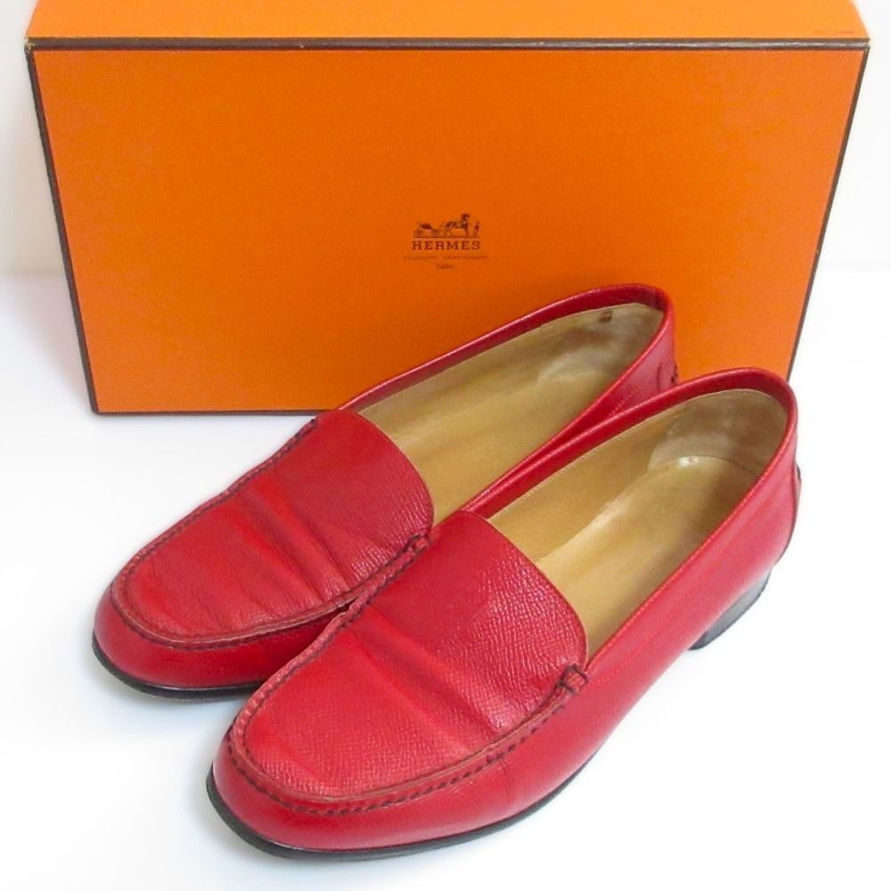 Hermes H Logo Loafers Shu Zu 36.5 Red