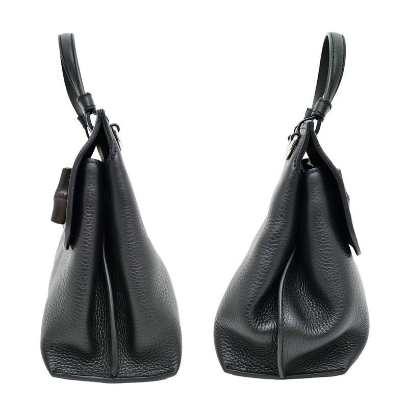 Gucci Daily Bamboo 2-Way Handbag Black Shoulder Leather — view 4