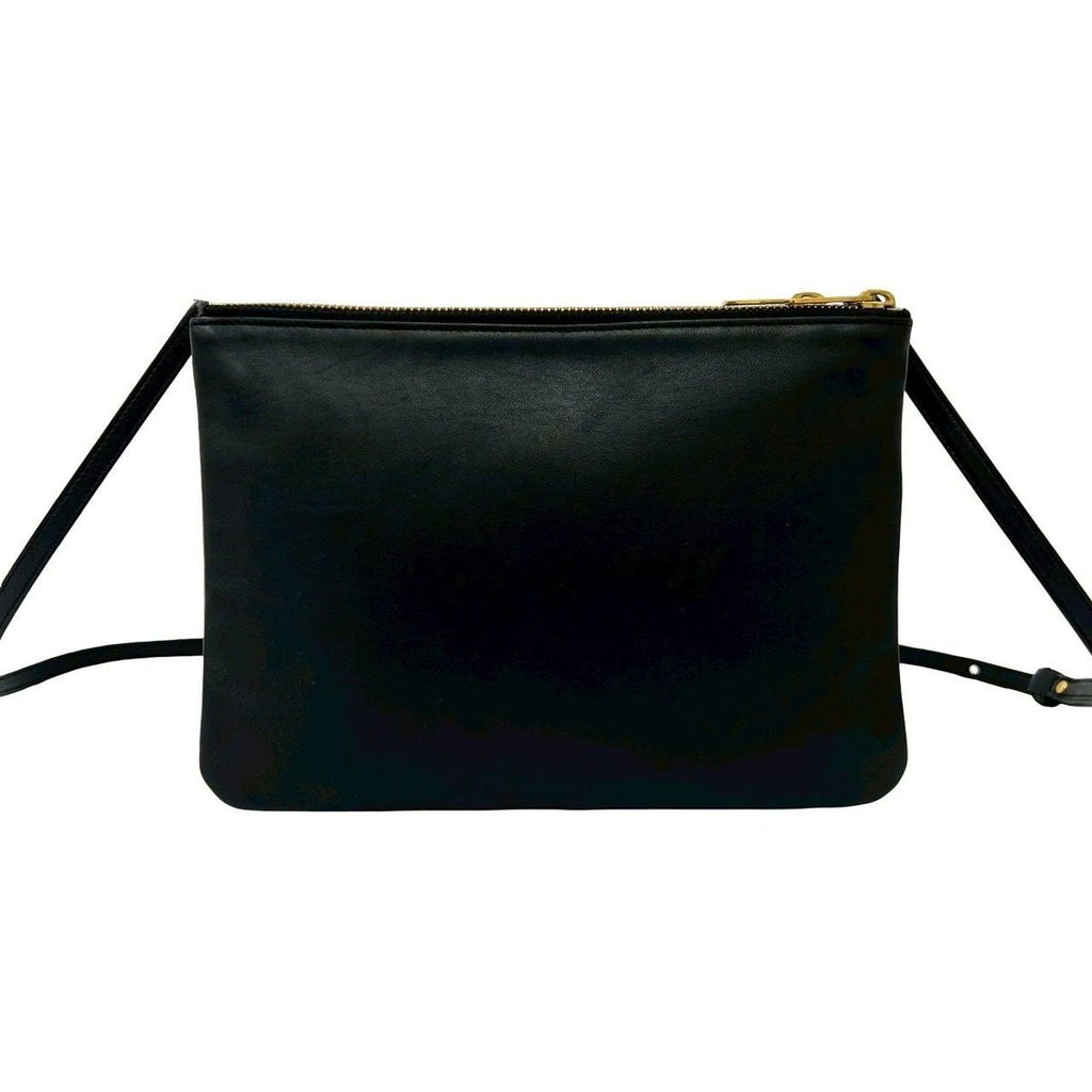 Celine Trio Leather Shoulder Bag Pochette Crossbody Black — view 3