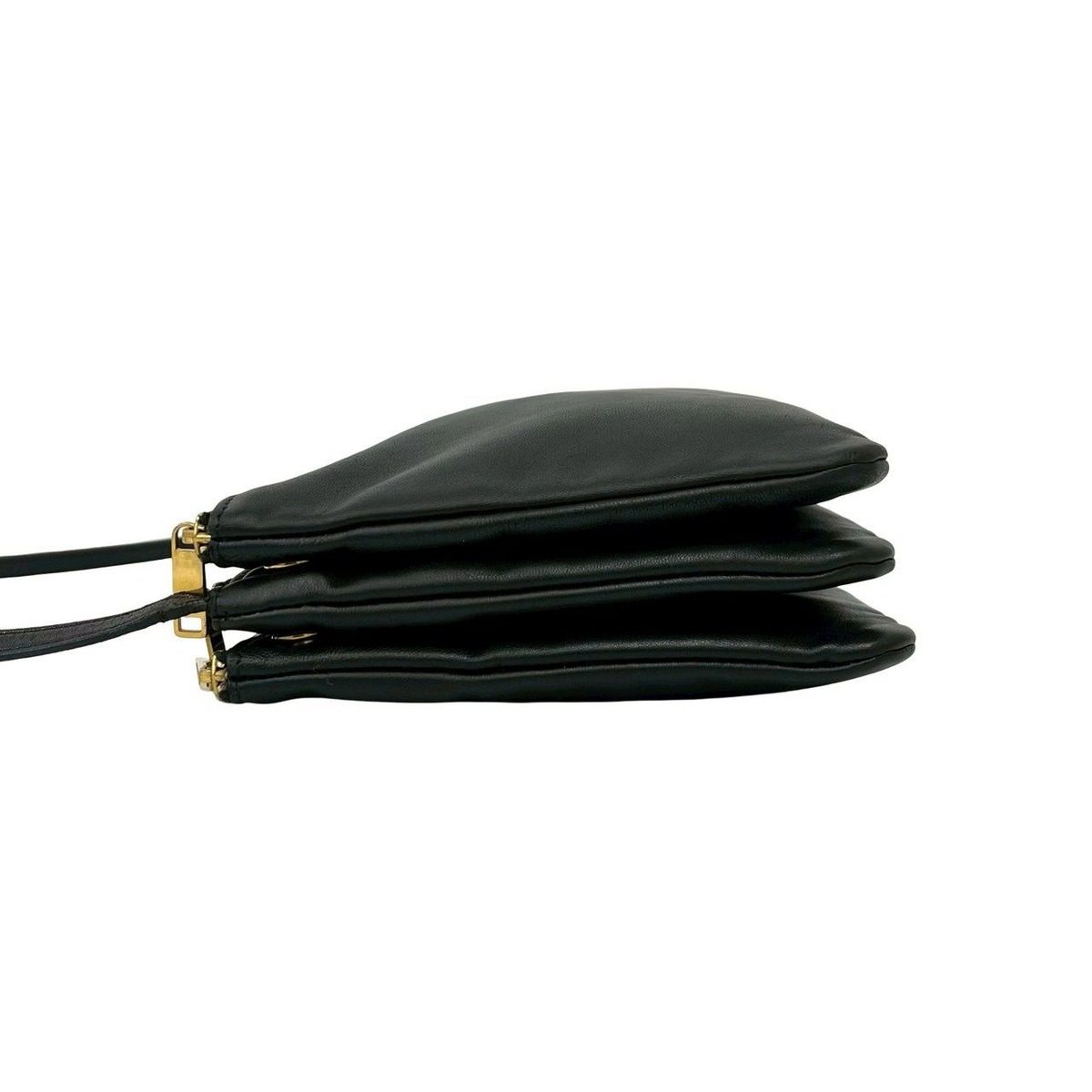 Celine Trio Leather Shoulder Bag Pochette Crossbody Black — view 5
