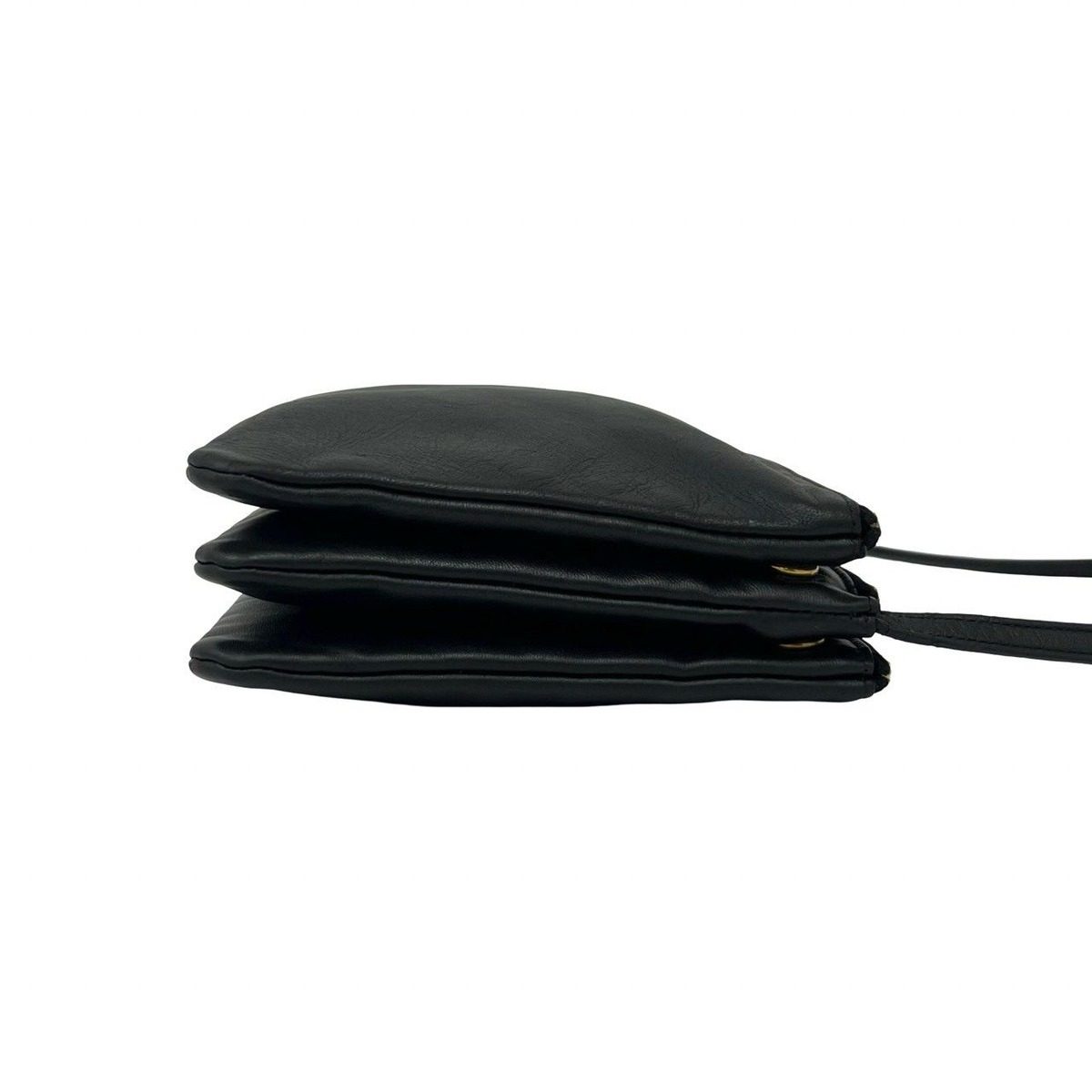 Celine Trio Leather Shoulder Bag Pochette Crossbody Black — view 6