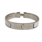 Hermes Bracelet Click Clack Bangle White and Silver — view 6