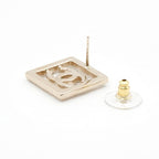 Chanel Earrings Gold Coco Mark Rhinestone Square — view 5
