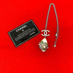 Chanel Coco Mark Metal Faux Pearl Chain Necklace Pendant Accessory 05P
