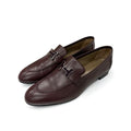 Hermes Paris Loafers Leather Shoes Burgundy Hhardware Moccasins