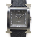 Hermes Watch Back Sketch Square Satin Polished Black Dial