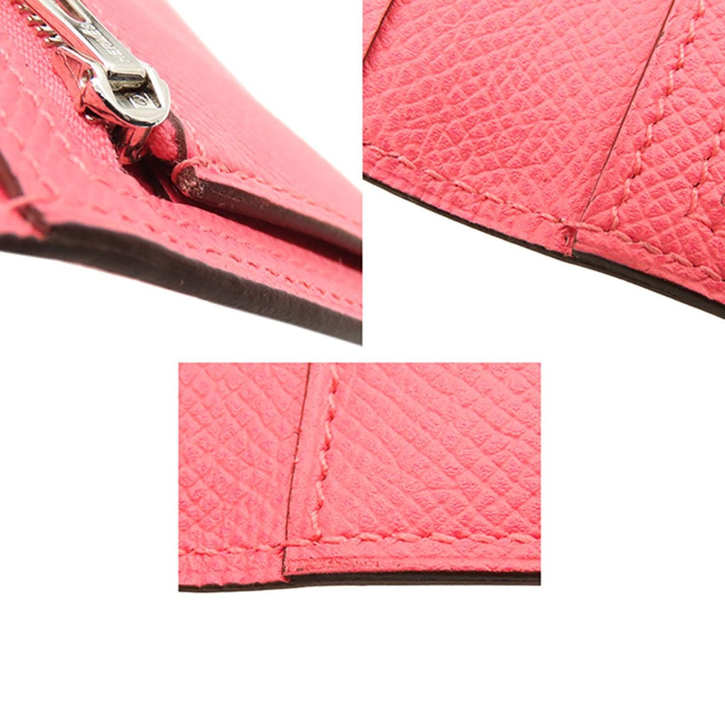 Hermes Bearn Dupri Rose Azalea Silver Epsom Trifold Wallet — view 8