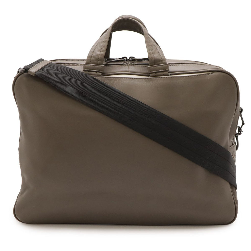 Bottega Veneta Intrecciato Business Bree Faux 2-Way Shoulder Bag Leather Grey