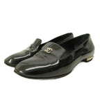 Chanel Opera Shoes Pearl Decoration CC Logo Patent Leather 36.5 Black