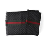 Gucci Muffler Winter Scarf Wool Silk GG Pattern Webbing Line Shawl — view 2