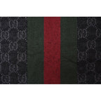 Gucci Muffler Winter Scarf Wool Silk GG Pattern Webbing Line Shawl — view 3