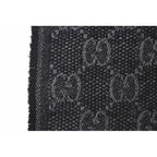 Gucci Muffler Winter Scarf Wool Silk GG Pattern Webbing Line Shawl — view 5