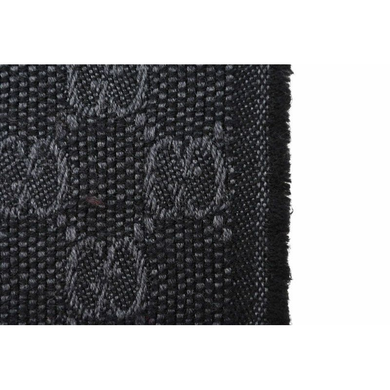 Gucci Muffler Winter Scarf Wool Silk GG Pattern Webbing Line Shawl — view 6