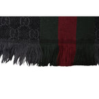 Gucci Muffler Winter Scarf Wool Silk GG Pattern Webbing Line Shawl — view 7