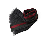 Gucci Muffler Winter Scarf Wool Silk GG Pattern Webbing Line Shawl