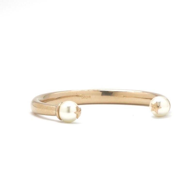 Christian Dior Tribales Bracelet Bangle Gold Logo Pearl Star