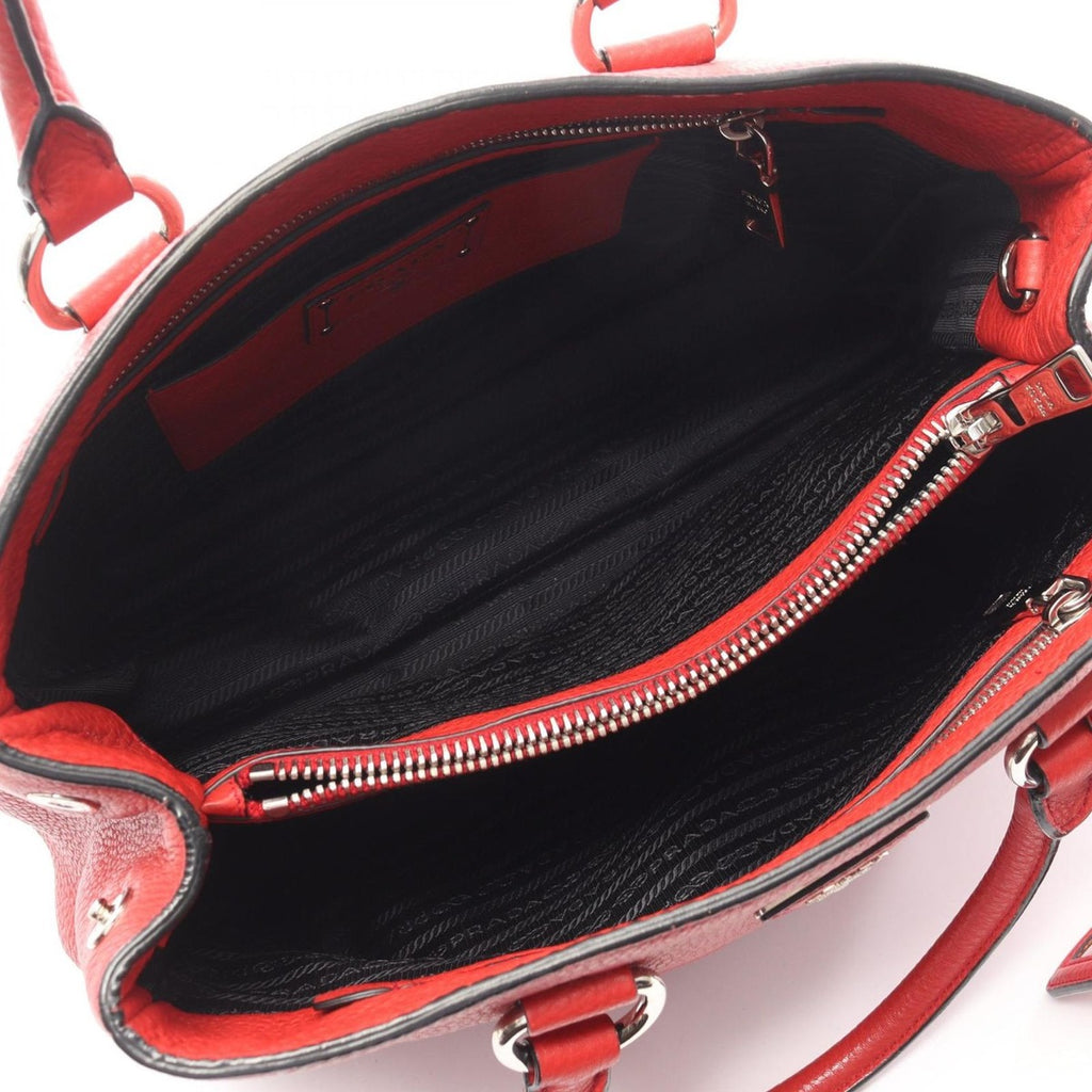 Prada Handbag Vitello Daino Red Leather 2-Way Hand B — view 3