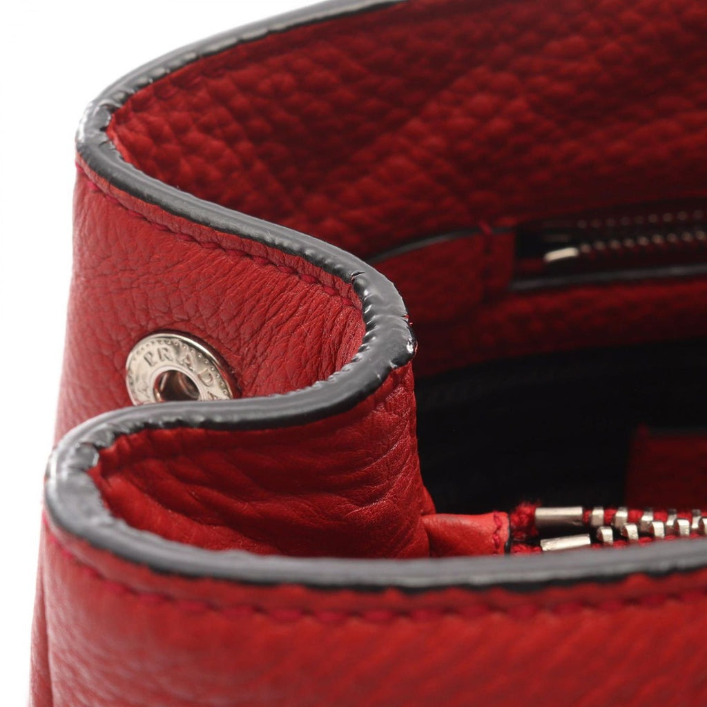 Prada Handbag Vitello Daino Red Leather 2-Way Hand B — view 8