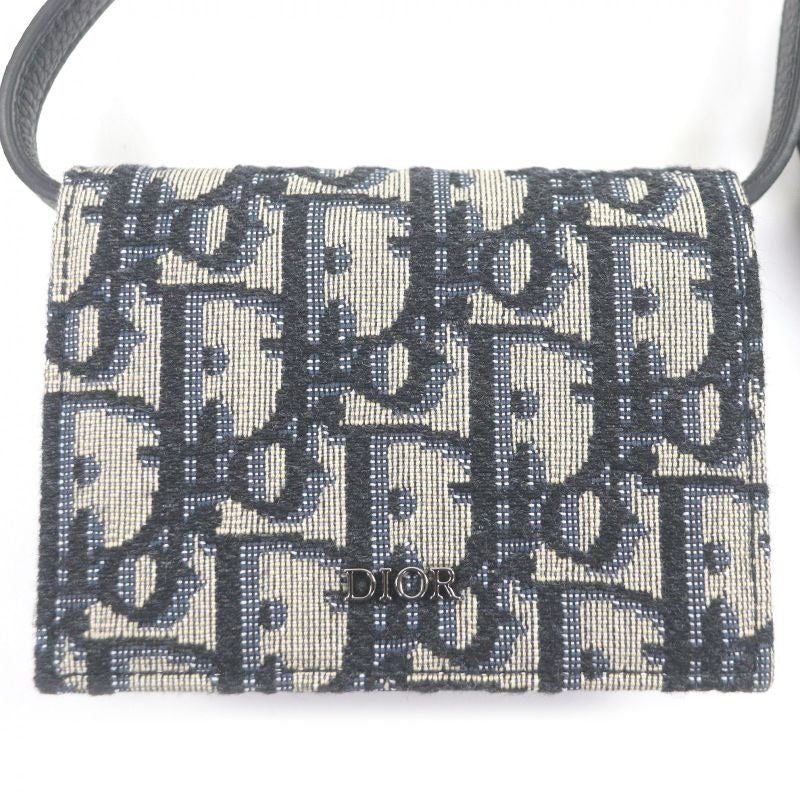 Dior Homme Canvas Leather Oblique Shoulder Strap Nano Pouch Beige Navy — view 2