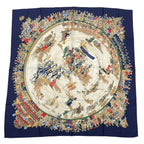 Hermes Carre 90 Cirque Molier Scarf Silk Navy