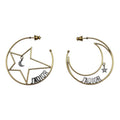 Dior Hoop Earrings Star Moon Crescent Logo Gold