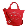 Prada Canapa Canvas Red Tote Silver