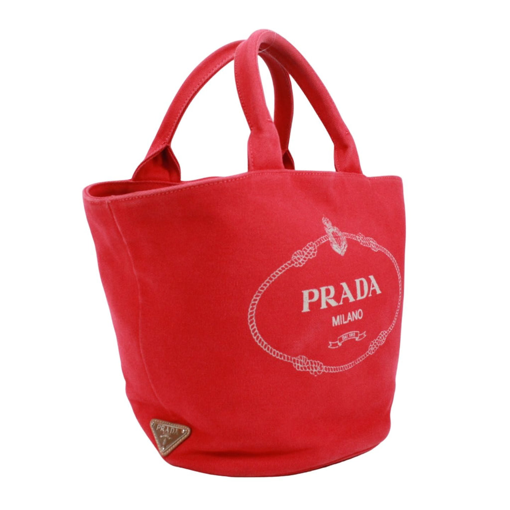 Prada Canapa Canvas Red Tote Silver — view 2