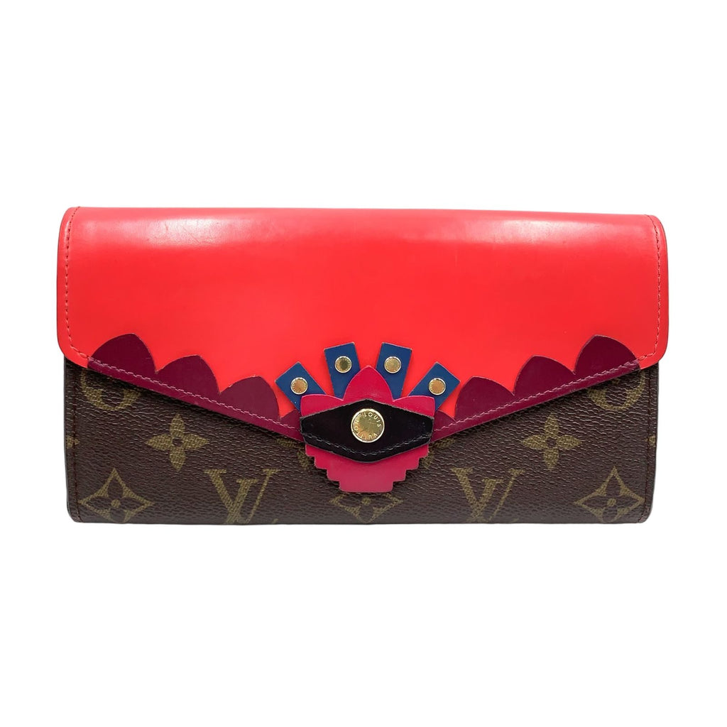 Louis Vuitton Monogram Totem Portefeuille Sarah Leather Pink Brown Wallet Gold