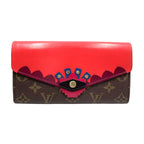 Louis Vuitton Monogram Totem Portefeuille Sarah Leather Pink Brown Wallet Gold