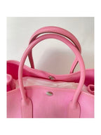 Hermes Garden Party TPM Toile Officier Vache Leather Tote Bag Pink Handbag