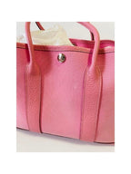 Hermes Garden Party TPM Toile Officier Vache Leather Tote Bag Pink Handbag