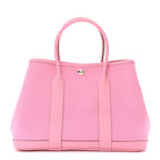 Hermes Garden Party TPM Toile Officier Vache Leather Tote Bag Pink Handbag