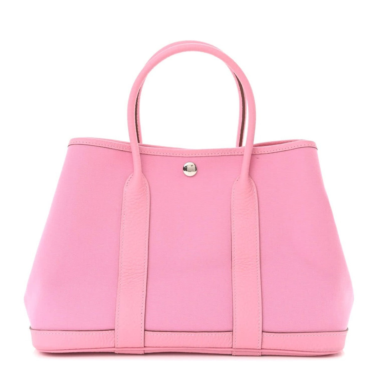 Hermes Garden Party TPM Toile Officier Vache Leather Tote Bag Pink Handbag