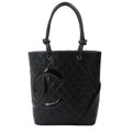 Chanel Cambon Line Tote Leather Enamel Black Silver