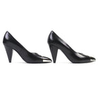 Celine Metal Toe Leather Pumps Black Silver 35 Storage With Bag — view 4