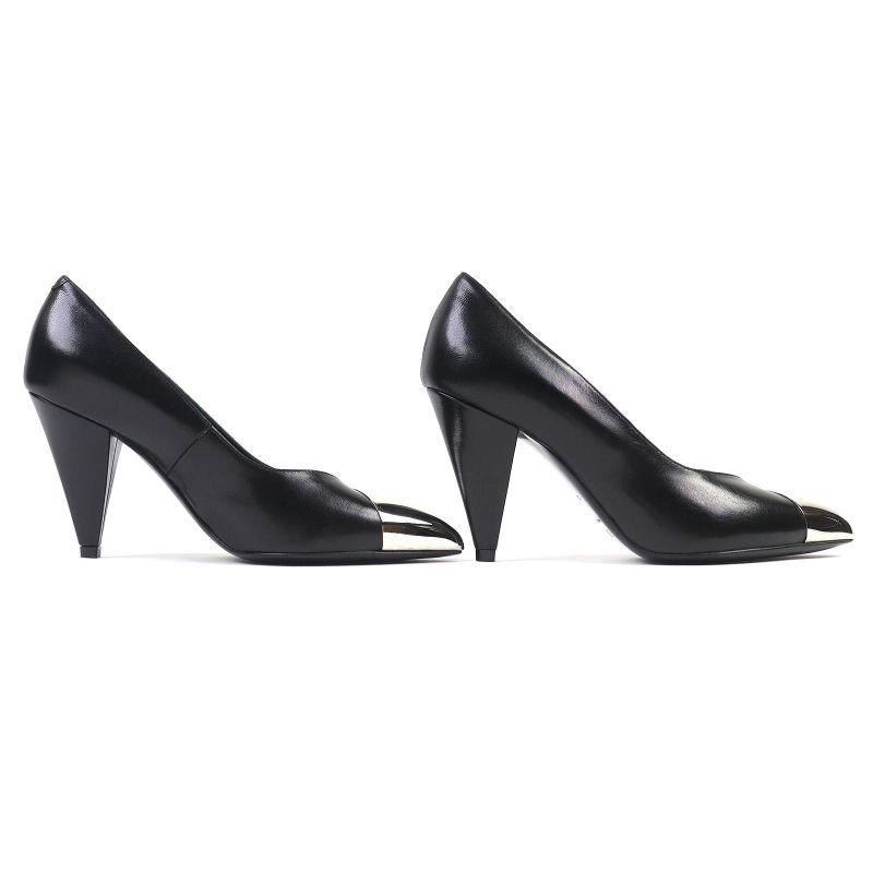 Celine Metal Toe Leather Pumps Black Silver 35 Storage With Bag — view 4
