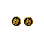 Chanel Vintage Coco Mark Earrings Ear Cuff Accessory Gold Black 96A — view 5