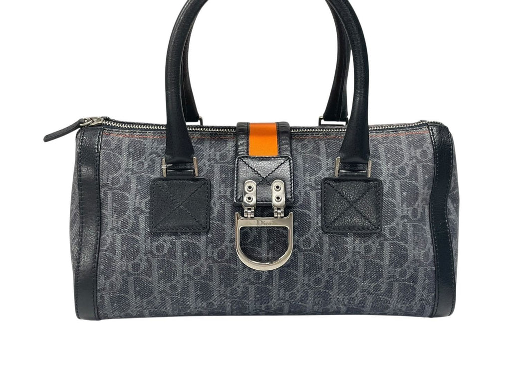 Dior Trotter Line Handbag Navy Orange Silver — view 2