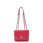 Chanel Quilted Coco Push Lock Chain Shoulder Caviar Leather Red